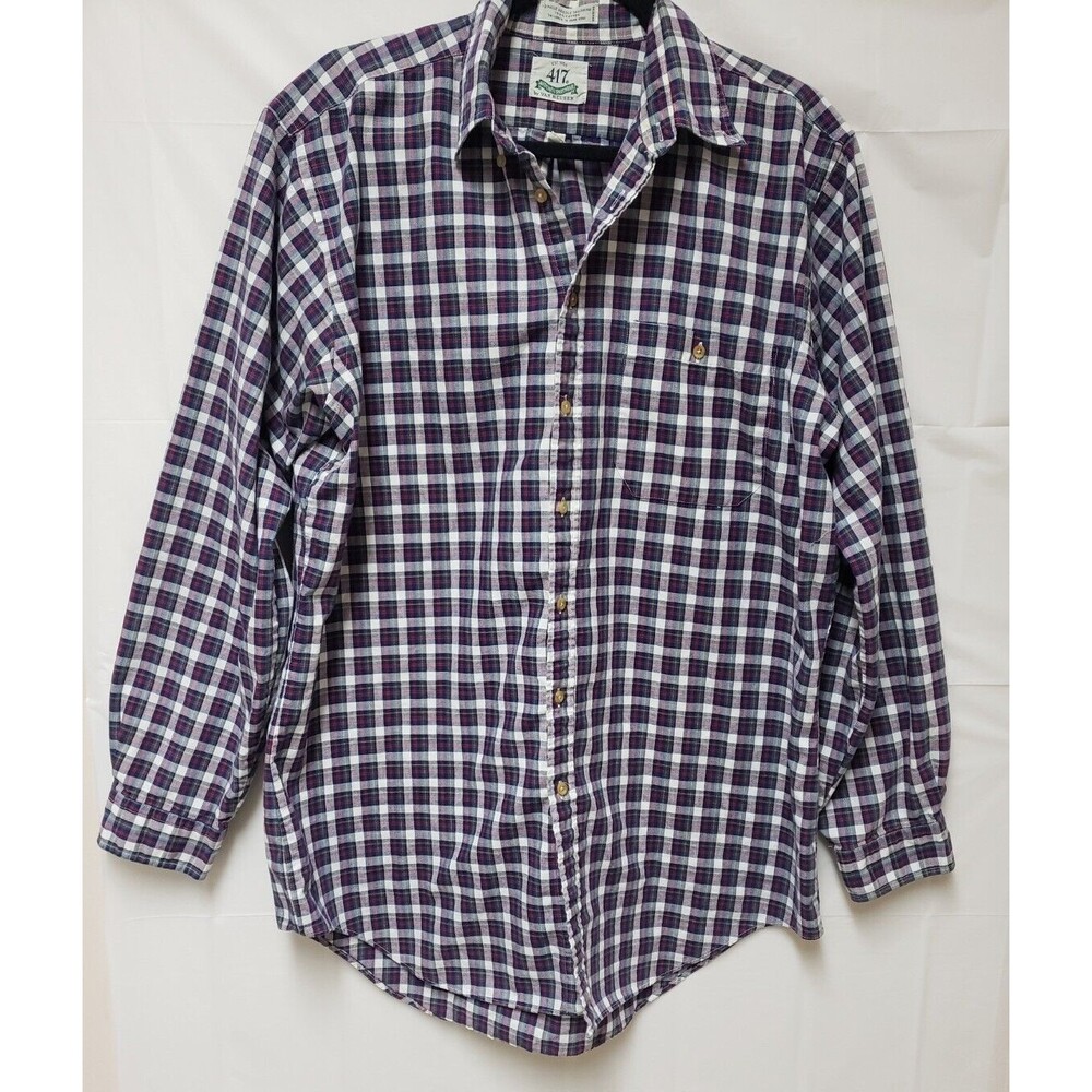 VTG Men's  417 Van Heusen Button Down Shirt  Large Extra Tall  Plaid 100% Cotton
